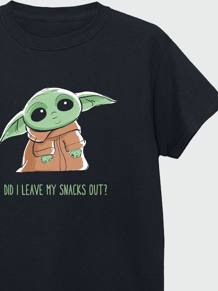 Brands In Black 100% Cotton Girls Star Wars The Mandalorian Grogu Snacks T-Shirt - Image 3 of 3