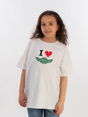 Brands In White Girls Star Wars The Mandalorian I Heart Grogu 100% Cotton T-Shirt - Image 1 of 3