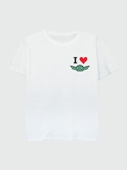 Brands In White Girls Star Wars The Mandalorian I Heart Grogu 100% Cotton T-Shirt - Image 2 of 3