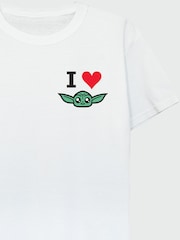 Brands In White Girls Star Wars The Mandalorian I Heart Grogu 100% Cotton T-Shirt - Image 3 of 3