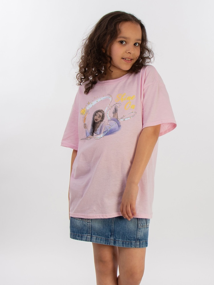 Brands In Pink Girls Wish Shine On Asha Lying 100% Cotton T-Shirt - Image 1 of 3
