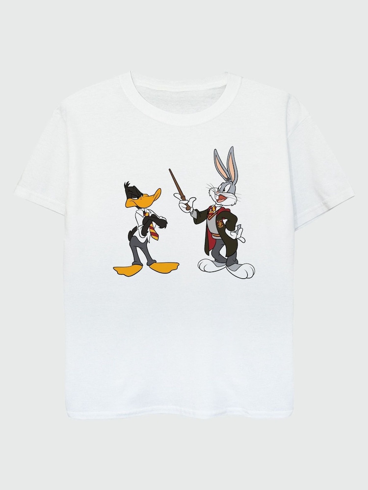 Brands In White 100% Cotton Warner Bros 100th Celebration Looney Tunes Gryffindor Boys T-Shirt - Image 1 of 3