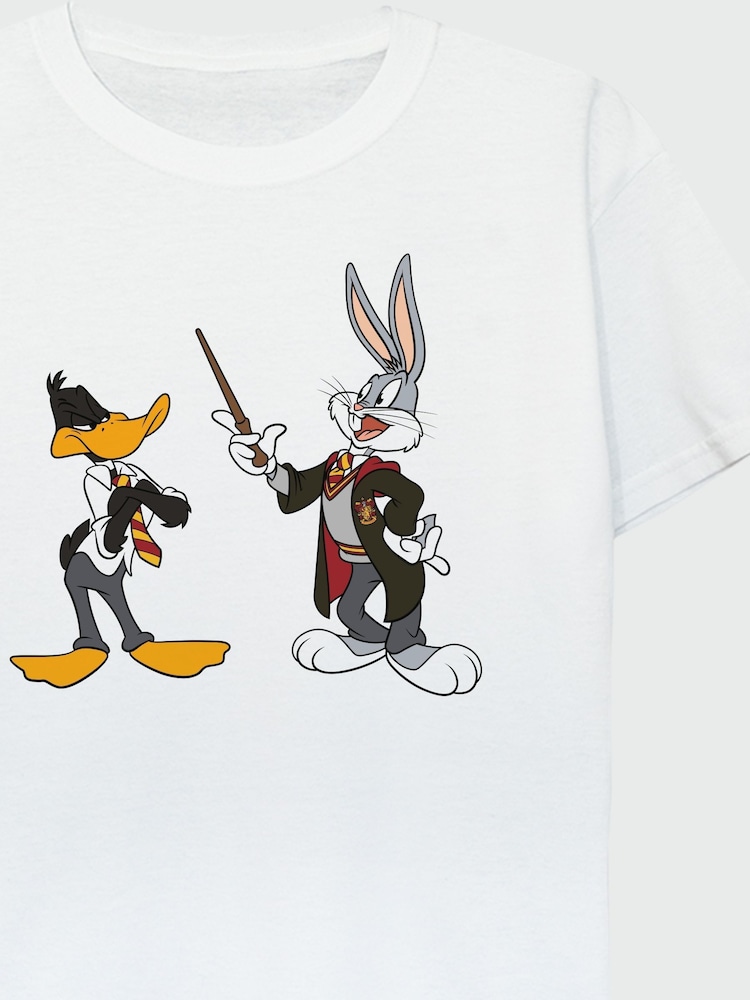 Brands In White 100% Cotton Warner Bros 100th Celebration Looney Tunes Gryffindor Boys T-Shirt - Image 2 of 3
