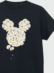 Brands In Black 100% Cotton Mickey Mouse Chamomile Head Girls T-Shirt - Image 3 of 3