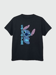 Brands In Black 100% Cotton Lilo Stitch Posing Girls T-Shirt - Image 2 of 3