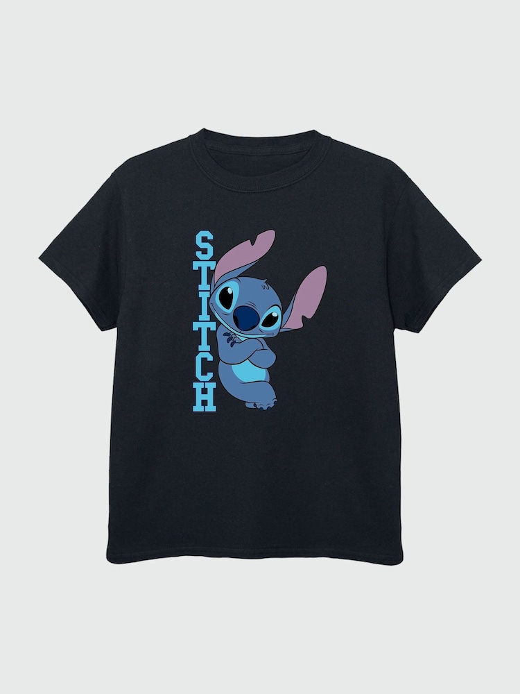 Brands In Black 100% Cotton Lilo Stitch Posing Girls T-Shirt - Image 2 of 3