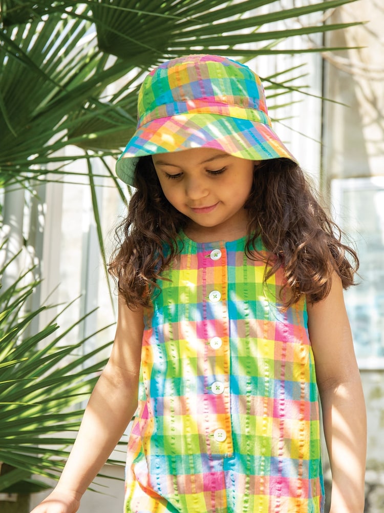 Frugi Girls Blue Coloured Checkered Dungarees - Image 1 of 4
