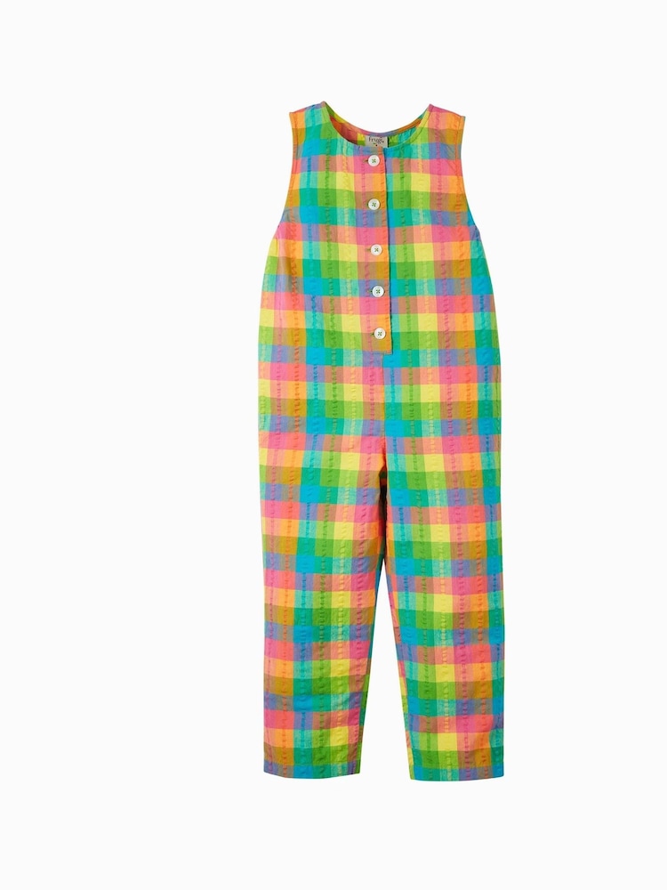 Frugi Girls Blue Coloured Checkered Dungarees - Image 2 of 4