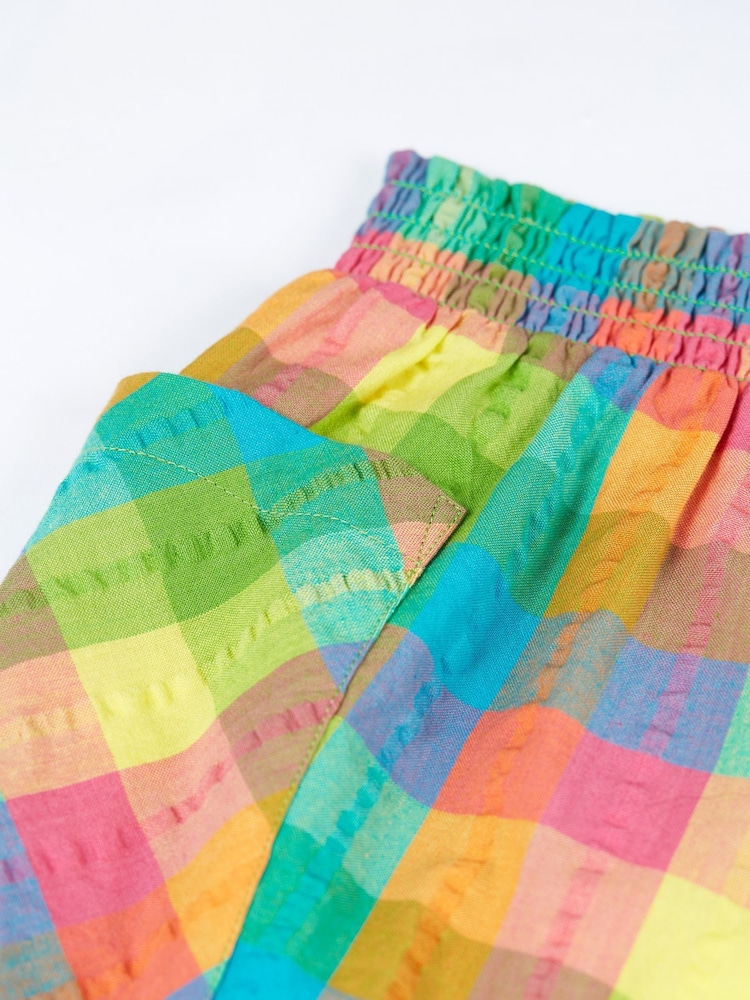 Frugi Girls Blue Checkered Shorts - Image 2 of 3