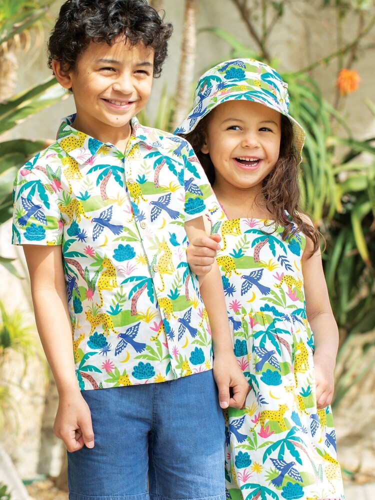 Frugi All-Over Jaguar Print White Dress - Image 1 of 6