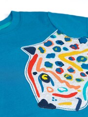 Frugi Blue Jaguar Print Applique T-Shirt - Image 2 of 2