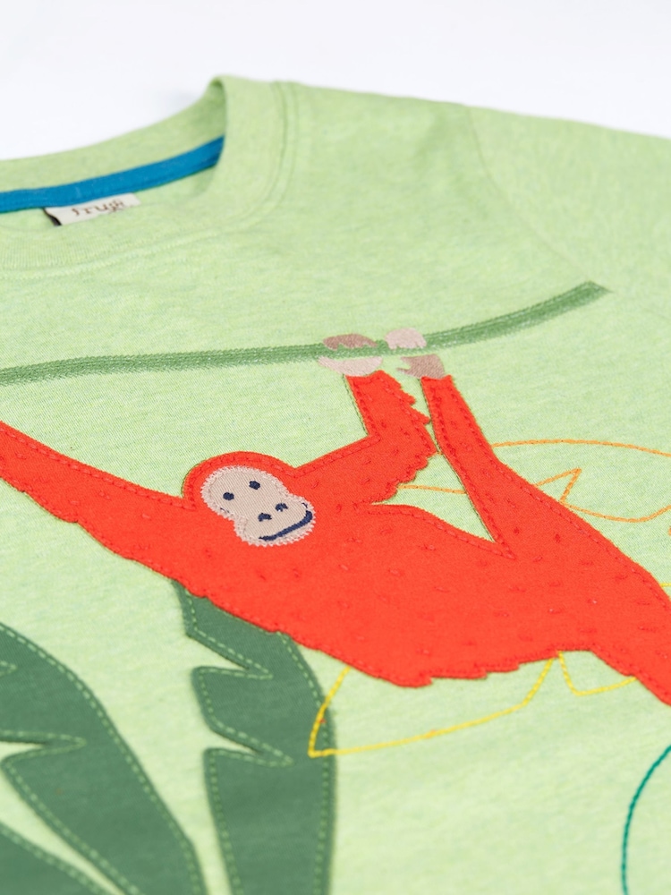 Frugi Green Orangutan Applique T-Shirt - Image 2 of 2 Frugi Green Orangutan Applique T-Shirt - Image 2 of 2