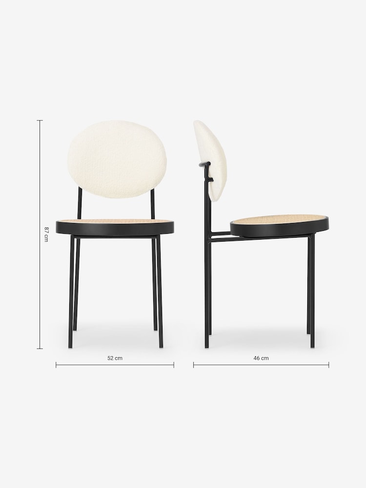 MADE.COM Set of 2 White Boucle Rumana Dining Chairs - Image 3 of 3