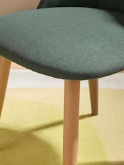 MADE.COM Set of 2 Bay Green and Oak Legs Lule Non Arm Dining Chairs - Image 3 of 5
