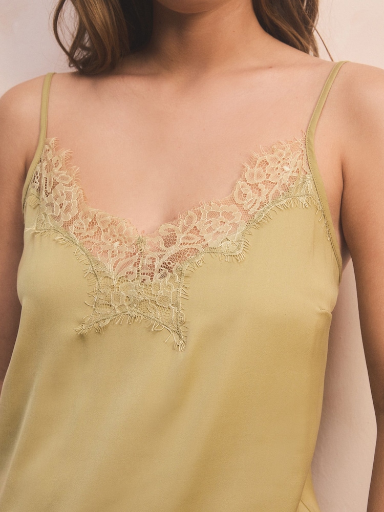 Green Lace Trim Cami Top - Image 5 of 8