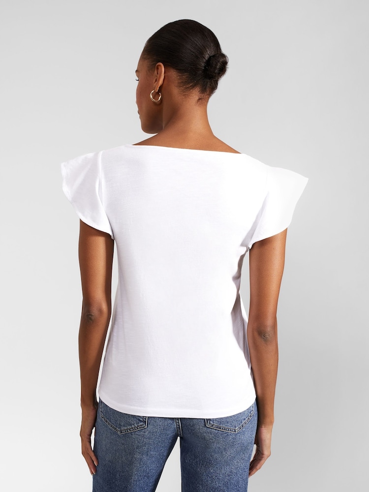 Hobbs White 100% Cotton Slub Nessie Top - Image 2 of 4 Hobbs White 100% Cotton Slub Nessie Top - Image 2 of 4