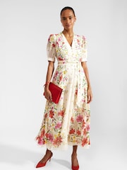 Hobbs White Silk Aurelia Dress - Image 3 of 4