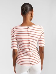 Hobbs White Button Back Katie 100% Cotton Top - Image 2 of 4