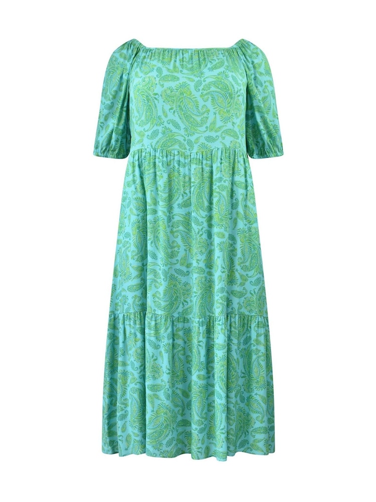 Live Unlimited Green Curve Petite Paisley Puff Sleeve Maxi Dress - Image 6 of 6