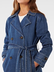 Forever New Blue 100% Cotton Daria Denim Trench Coat - Image 2 of 4