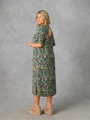 Live Unlimited Black Curve Floral Flutter Sleeve Midaxi T-Shirt Dress - Image 4 of 6