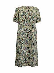 Live Unlimited Black Curve Floral Flutter Sleeve Midaxi T-Shirt Dress - Image 6 of 6