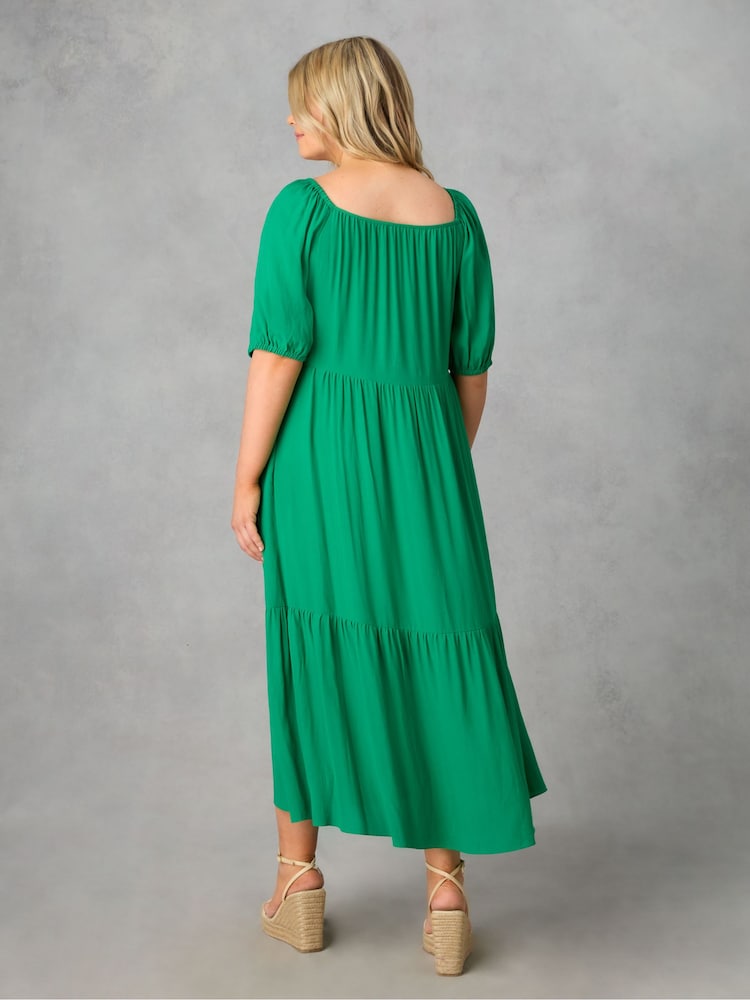 Live Unlimited Green Curve Puff Sleeve Maxi Dress - Image 3 of 3 Live Unlimited Green Curve Puff Sleeve Maxi Dress - Image 3 of 3
