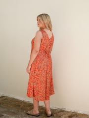 Live Unlimited Orange Curve  Multi Floral Sleeveless Midi Dress - Image 4 of 5