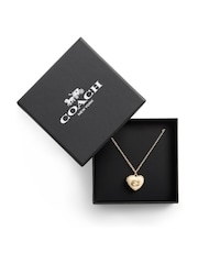 COACH Gold Tone Signature Heart Locket Boxed Necklace - Image 1 of 4