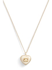 COACH Gold Tone Signature Heart Locket Boxed Necklace - Image 2 of 4