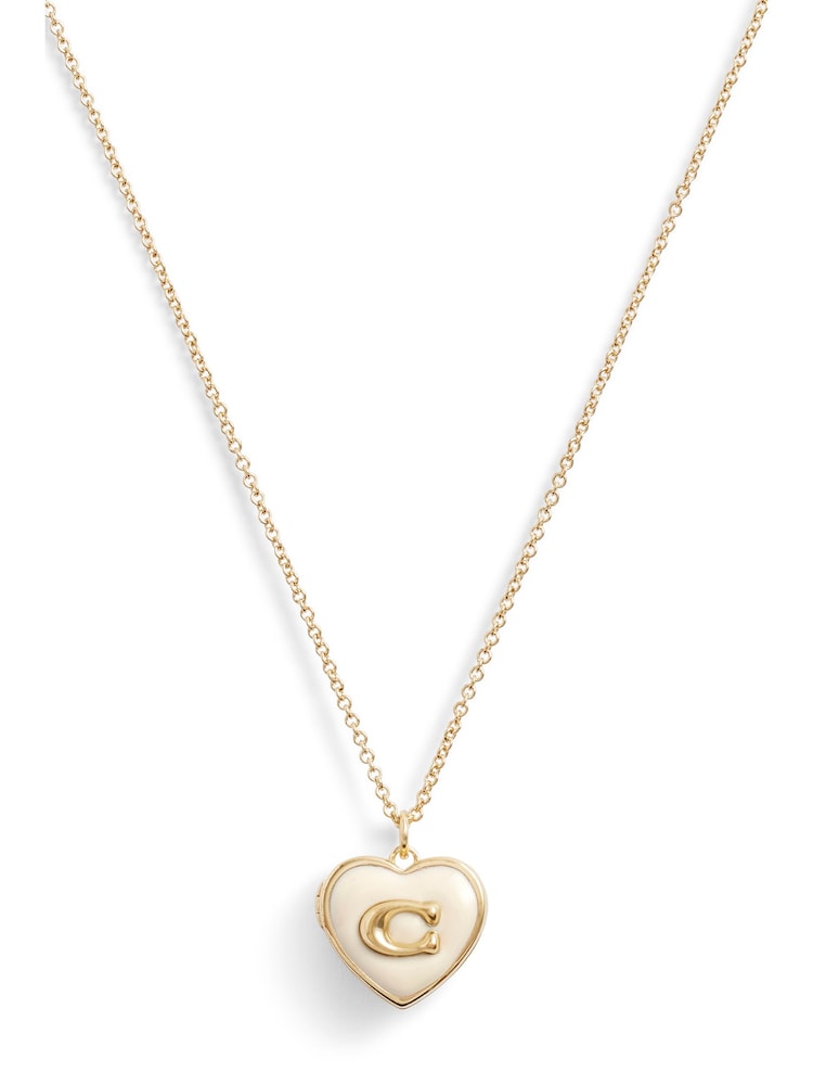COACH Gold Tone Signature Heart Locket Boxed Necklace - Image 2 of 4