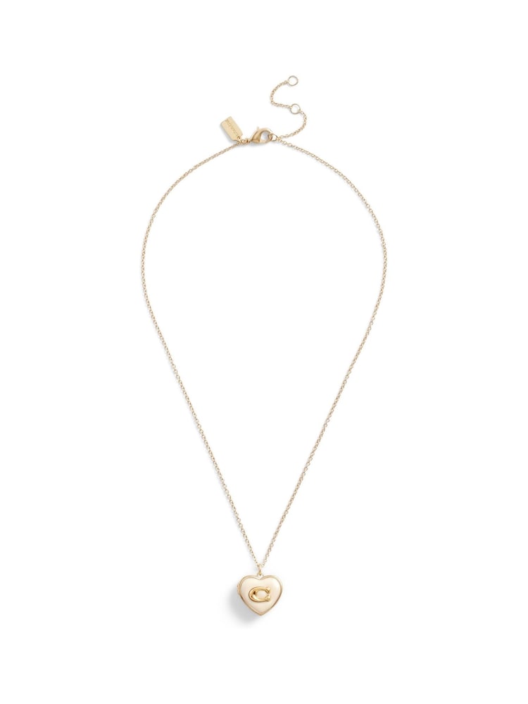 COACH Gold Tone Signature Heart Locket Boxed Necklace - Image 4 of 4
