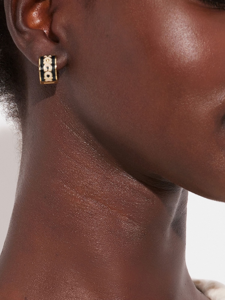 COACH Gold Tone Signature Huggie Earrings - Image 3 of 3