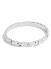 COACH Silver Tone Signature Stone Bangle Boxed Bracelet - Image 1 of 3