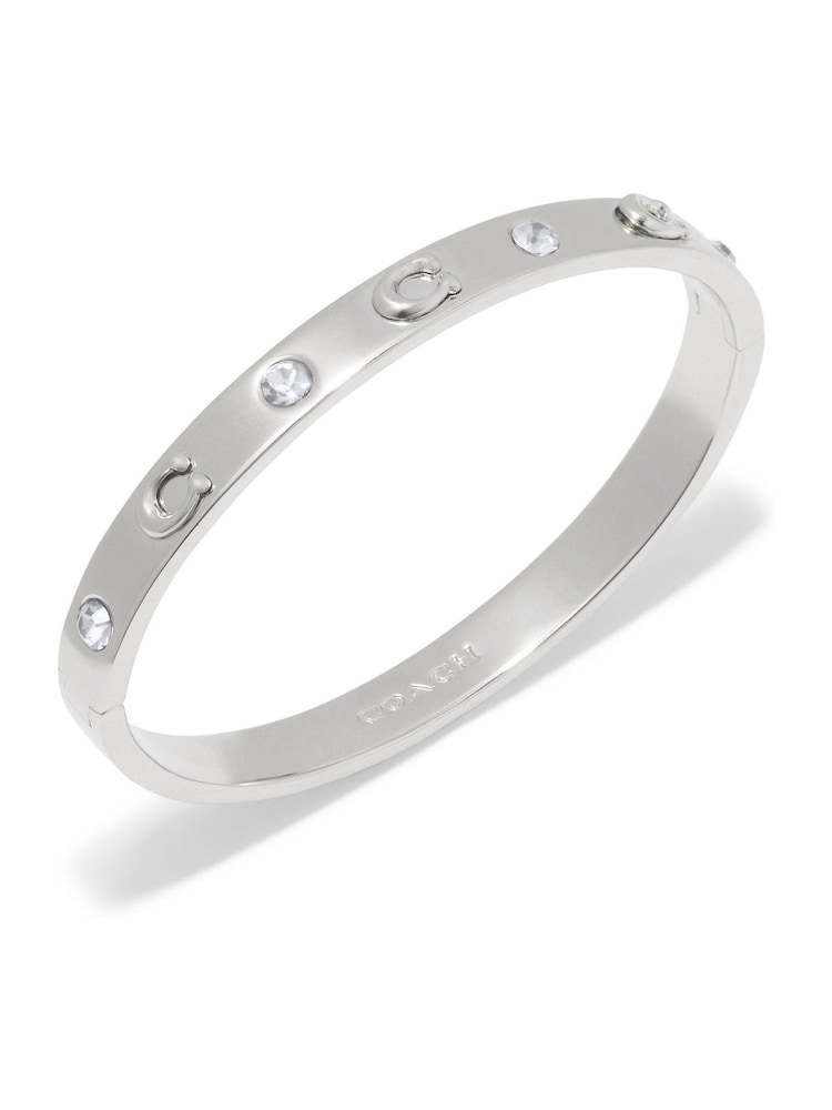 COACH Silver Tone Signature Stone Bangle Boxed Bracelet - Image 2 of 3