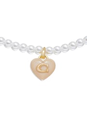 COACH Gold Tone Signature Heart Pearl Choker Necklace - Image 2 of 4