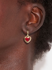 COACH Gold Tone Heart Charm Huggies Earrings - Image 2 of 3