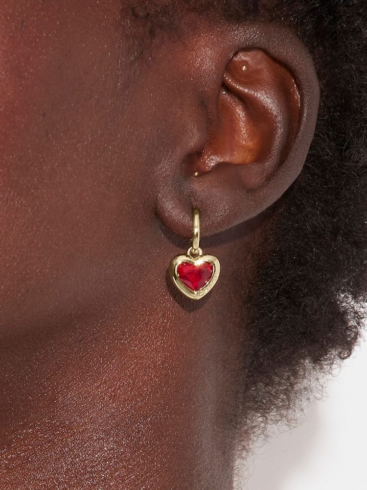 COACH Gold Tone Heart Charm Huggies Earrings - Image 2 of 3