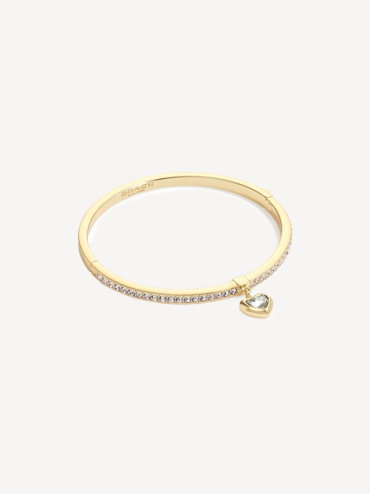 COACH Gold Heart Charm Bangle - Image 1 of 3 COACH Gold Heart Charm Bangle - Image 1 of 3