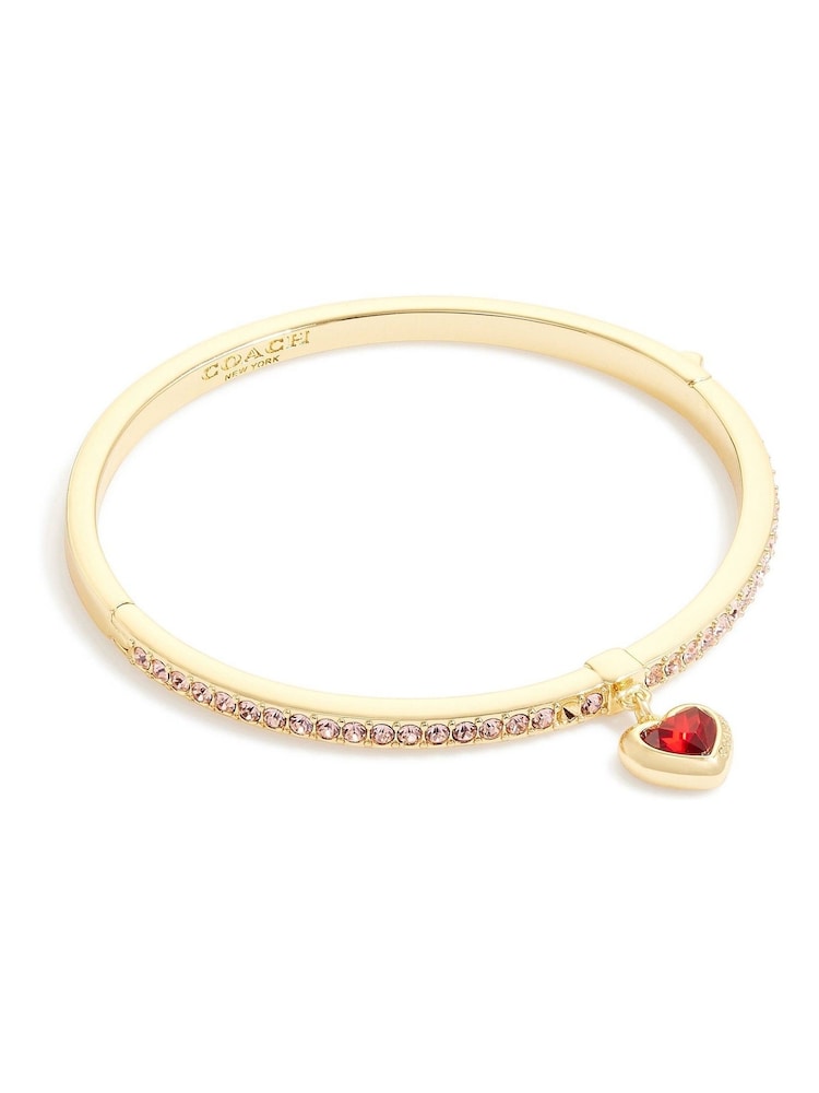 COACH Gold Tone Heart Charm Bangle - Image 1 of 3
