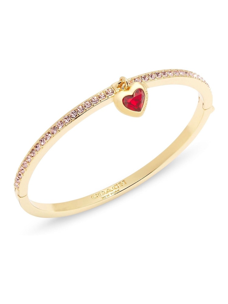 COACH Gold Tone Heart Charm Bangle - Image 2 of 3