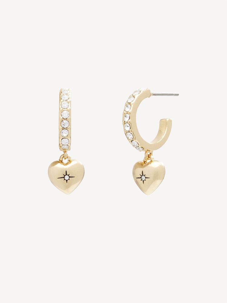 COACH Gold Tone Iconic Heart Huggie Earrings - Image 1 of 2 COACH Gold Tone Iconic Heart Huggie Earrings - Image 1 of 2