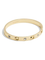 COACH Gold Tone Signature Stone Bangle Boxed Bracelet - Image 1 of 3