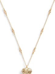 COACH Gold Tone Signature Quilted Heart Pendant Necklace - Image 1 of 2