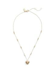 COACH Gold Tone Signature Quilted Heart Pendant Necklace - Image 2 of 2
