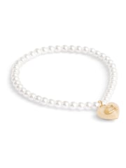 COACH Gold Tone Signature Heart Charm Pearl Bracelet - Image 1 of 3