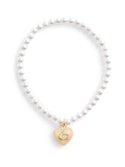 COACH Gold Tone Signature Heart Charm Pearl Bracelet - Image 2 of 3