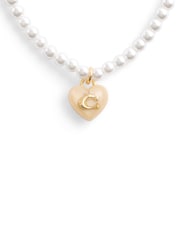 COACH Gold Tone Signature Heart Charm Pearl Bracelet - Image 3 of 3