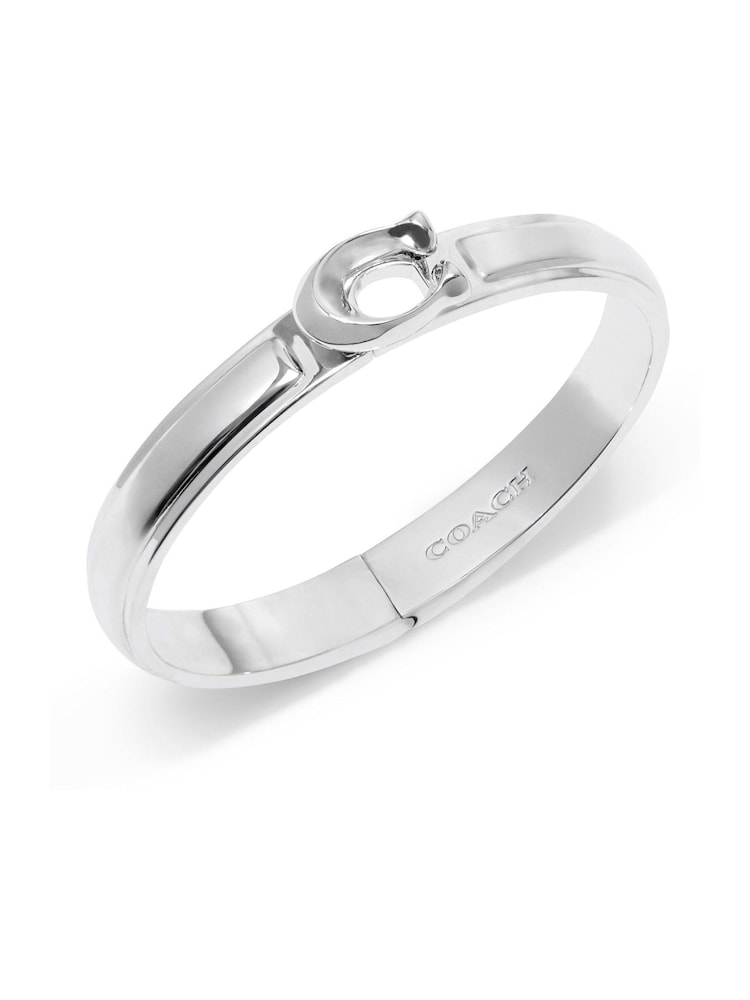 COACH Silver Signature Sculpted C Bangle Bracelet - Image 2 of 3