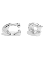 COACH Silver Tone Signature C Stud Earrings - Bild 1 von 2